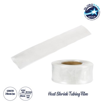 GLOBOSTAR® SHRINKTUBE 79971-1 Θερμοσυστελλόμενο Μακαρόνι Στεγανοποίησης για Neon Flex LED Αδιάβροχο IP65 - Διάφανο - Μ20 x Π5 x Υ5cm/Π2.5 x Υ2.5cm