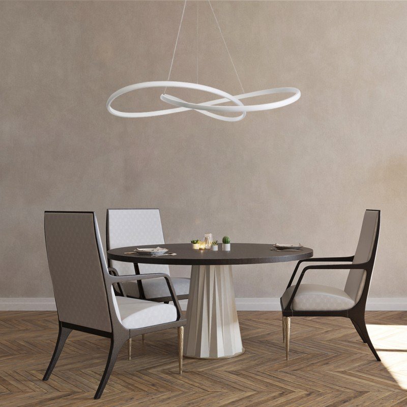 GLOBOSTAR® DEXTER 60918 Μοντέρνο Κρεμαστό Φωτιστικό Οροφής LED 120W 13440lm 300° AC 220-240V IP20 Ρυθμιζόμενο Λευκό CCT με Χειριστήριο από 2700K έως 6000K Dimmable - Lumileds SMD Chip - Λευκό Ματ - Μ103 x Π103 x Υ22cm - 3 Χρόνια Εγγύηση