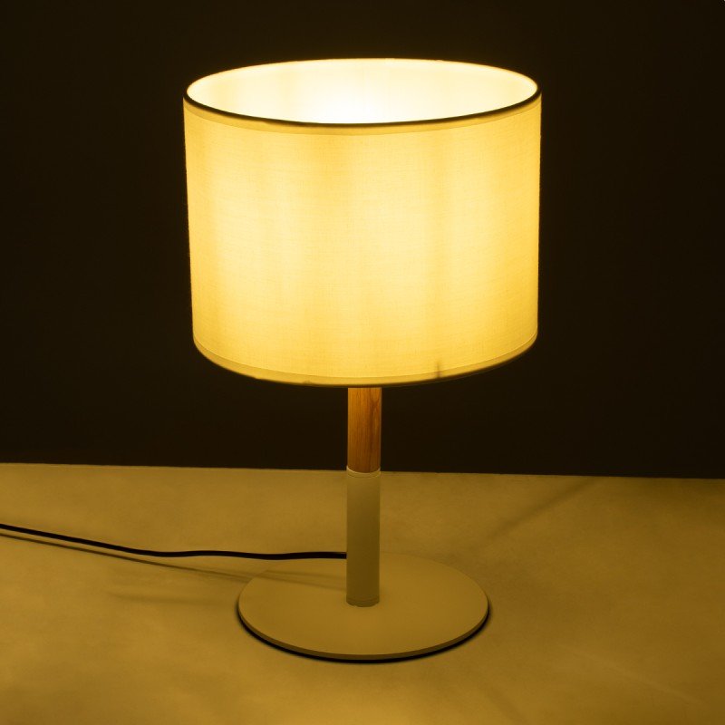 GLOBOSTAR® BRONX 01520 Μοντέρνο Επιτραπέζιο Φωτιστικό Πορτατίφ με Ντουί 1 x E27 AC 220-240V IP20 - Λευκό & Μπεζ - Μ25 x Π25 x Υ40cm