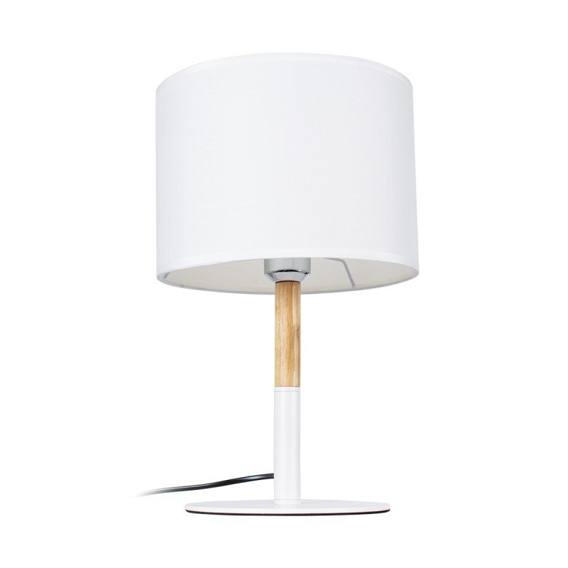GLOBOSTAR® BRONX 01520 Μοντέρνο Επιτραπέζιο Φωτιστικό Πορτατίφ με Ντουί 1 x E27 AC 220-240V IP20 - Λευκό & Μπεζ - Μ25 x Π25 x Υ40cm