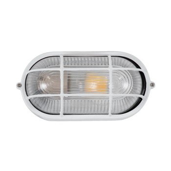 GLOBOSTAR® BOATLIGHT 61582 Vintage Φωτιστικό Καραβοχελώνα Τοίχου & Οροφής με Ντουί 1 x E27 AC 220-240V Αδιάβροχο IP65 - Λευκό Ματ - Μ21 x Π10.4 x Υ9cm