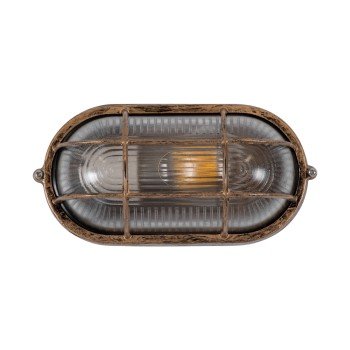 GLOBOSTAR® BOATLIGHT 61584 Vintage Φωτιστικό Καραβοχελώνα Τοίχου & Οροφής με Ντουί 1 x E27 AC 220-240V Αδιάβροχο IP65 - Χάλκινο Εφέ Σκουριάς Ματ - Μ21 x Π10.4 x Υ9cm