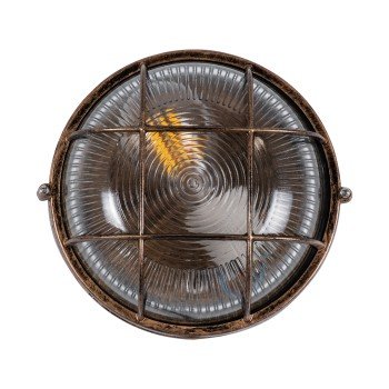 GLOBOSTAR® BOATLIGHT 61587 Vintage Φωτιστικό Καραβοχελώνα Τοίχου & Οροφής με Ντουί 1 x E27 AC 220-240V Αδιάβροχο IP65 - Χάλκινο Εφέ Σκουριάς Ματ - Μ17.5 x Π17.5 x Υ9cm