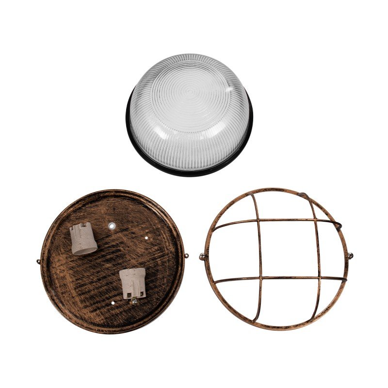 GLOBOSTAR® BOATLIGHT 61590 Vintage Φωτιστικό Καραβοχελώνα Τοίχου & Οροφής με Ντουί 2 x E27 AC 220-240V Αδιάβροχο IP65 - Χάλκινο Παλαιωμένο Εφέ Σκουριάς Ματ - Μ24 x Π24 x Υ11cm GLOBOSTAR® BOATLIGHT 61590 Vintage Φωτιστικό Καραβοχελώνα Τοίχου & Οροφής με Ντουί 2 x E27 AC 220-240V Αδιάβροχο IP65 - Χάλκινο Παλαιωμένο Εφέ Σκουριάς Ματ - Μ24 x Π24 x Υ11cm