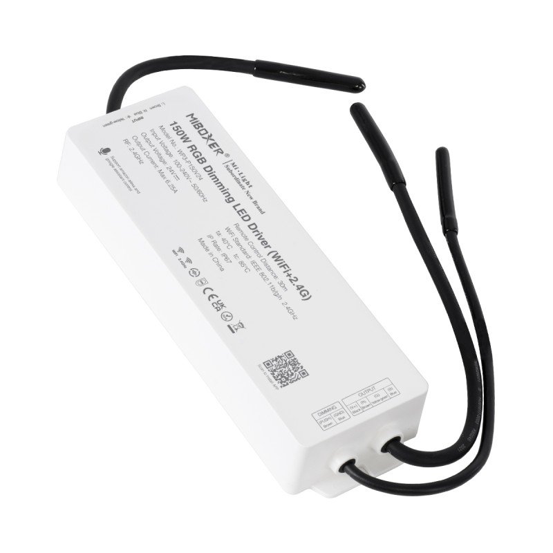 GloboStar® MiBOXER WP3-P150V24 71442 DC Smart Wifi & RF 2.4Ghz Power Supply Τροφοδοτικό SELV & Controller / Dimmer All in One 3 Καναλιών AC100-240V σε DC 24V 3 x 2.1A 50W - Max 6.25A 150W - Αδιάβροχο IP67 RGB Μ22.5 x Π7.3 x Υ3.5cm - 5 Years Warran