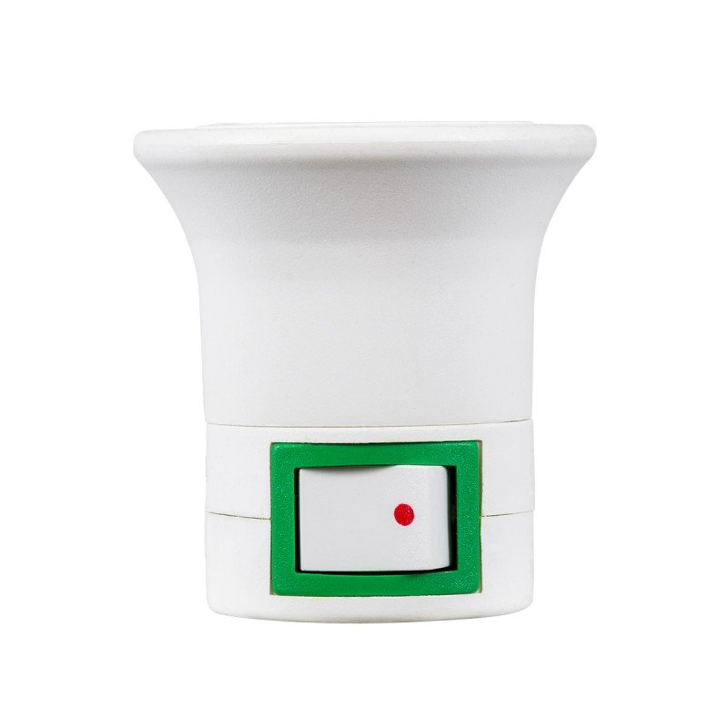 GLOBOSTAR® NIGHTLIGHT 78956 Φωτιστικό Νυκτός με Ντουί 1 x E27, Διακόπτη On/Off & Πρίζα Schuko AC 220-240V IP20 - Λευκό - Μ3.3 x Π6 x Υ5cm