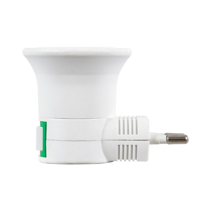 GLOBOSTAR® NIGHTLIGHT 78956 Φωτιστικό Νυκτός με Ντουί 1 x E27, Διακόπτη On/Off & Πρίζα Schuko AC 220-240V IP20 - Λευκό - Μ3.3 x Π6 x Υ5cm
