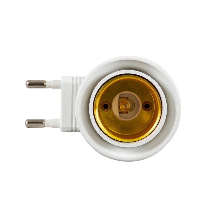 GLOBOSTAR® NIGHTLIGHT 78956 Φωτιστικό Νυκτός με Ντουί 1 x E27, Διακόπτη On/Off & Πρίζα Schuko AC 220-240V IP20 - Λευκό - Μ3.3 x Π6 x Υ5cm