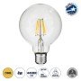 GLOBOSTAR® BUBBLE 99009 Λάμπα E27 G95 LED 4W 400lm 360° AC 220-240V IP20 Θερμό Λευκό 2700K - Long Filament Chip - Διάφανο - Μ9.5 x Π9.5 x Υ13.7cm - 3 Χρόνια Εγγύηση