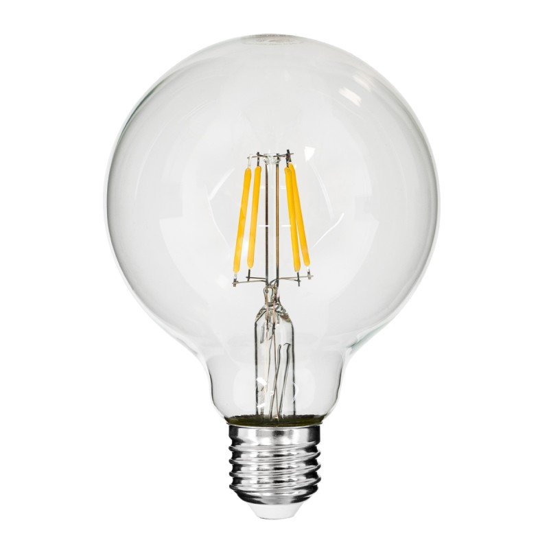 GLOBOSTAR® BUBBLE 99009 Λάμπα E27 G95 LED 4W 400lm 360° AC 220-240V IP20 Θερμό Λευκό 2700K - Long Filament Chip - Διάφανο - Μ9.5 x Π9.5 x Υ13.7cm - 3 Χρόνια Εγγύηση