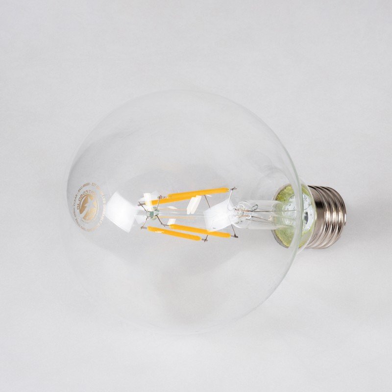 GLOBOSTAR® BUBBLE 99009 Λάμπα E27 G95 LED 4W 400lm 360° AC 220-240V IP20 Θερμό Λευκό 2700K - Long Filament Chip - Διάφανο - Μ9.5 x Π9.5 x Υ13.7cm - 3 Χρόνια Εγγύηση