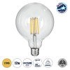 GLOBOSTAR® BUBBLE 99014 Λάμπα E27 G125 LED 12W 1200lm 360° AC 220-240V IP20 Θερμό Λευκό 2700K Dimmable - Long Filament Chip - Διάφανο - Μ12.5 x Π12.5 x Υ18cm - 3 Χρόνια Εγγύηση