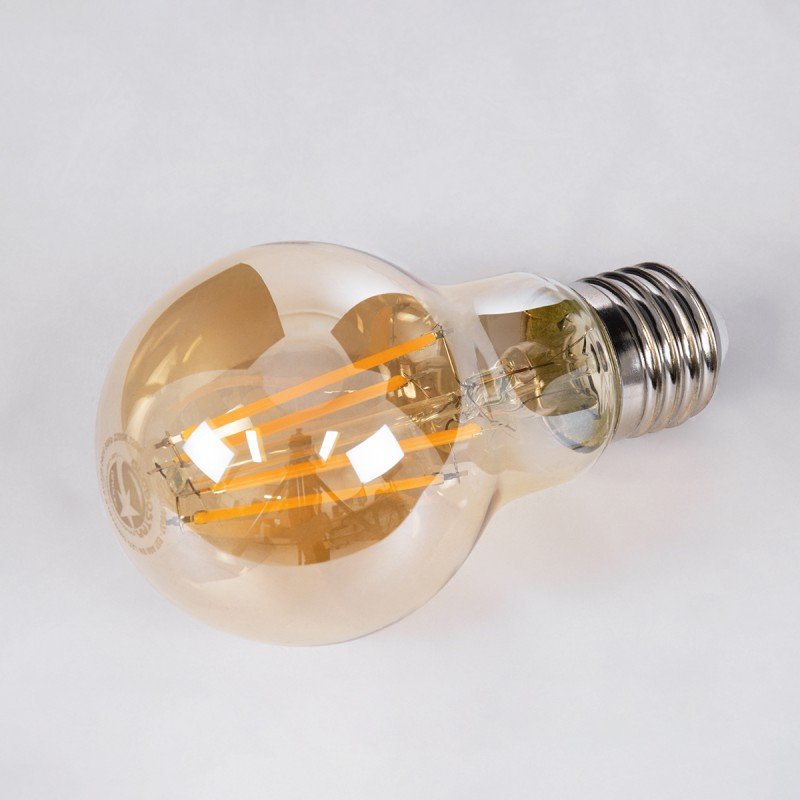 GLOBOSTAR® GLOBE 99037 Λάμπα E27 A60 LED 8W 720lm 360° AC 220-240V IP20 Ultra Θερμό Λευκό 2200K Dimmable - Long Filament Chip - Μελί - Μ6 x Π6 x Υ10.5cm - 3 Χρόνια Εγγύηση