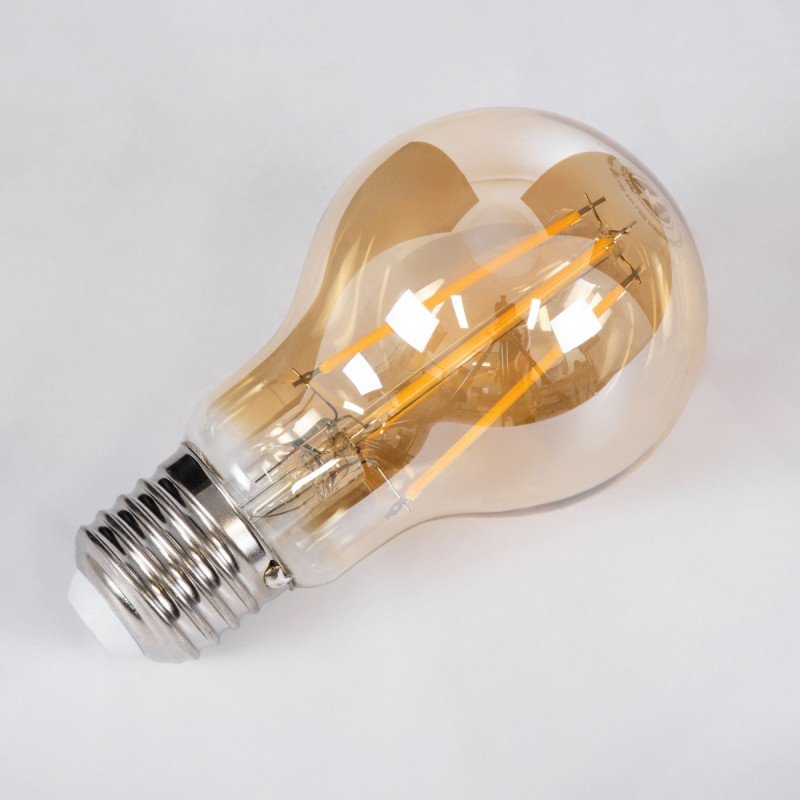 GLOBOSTAR® GLOBE 99037 Λάμπα E27 A60 LED 8W 720lm 360° AC 220-240V IP20 Ultra Θερμό Λευκό 2200K Dimmable - Long Filament Chip - Μελί - Μ6 x Π6 x Υ10.5cm - 3 Χρόνια Εγγύηση