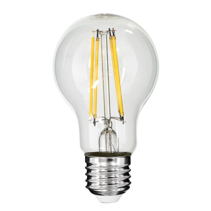 GLOBOSTAR® GLOBE 99053 Λάμπα E27 A60 LED 10W 1100lm 360° AC 220-240V IP20 Φυσικό Λευκό 4500K Dimmable - Long Filament Chip - Διάφανο - Μ6 x Π6 x Υ10.5cm - 3 Χρόνια Εγγύηση