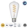 GLOBOSTAR® PEAR 99143 Λάμπα E27 ST64 LED 4W 300lm 360° AC 220-240V IP20 Θερμό Λευκό 2700K Dimmable - Soft S Spiral Filament Chip - Διάφανο - Μ6.4 x Π6.4 x Υ14cm - 3 Χρόνια Εγγύηση