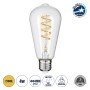 GLOBOSTAR® PEAR 99143 Λάμπα E27 ST64 LED 4W 300lm 360° AC 220-240V IP20 Θερμό Λευκό 2700K Dimmable - Soft S Spiral Filament Chip - Διάφανο - Μ6.4 x Π6.4 x Υ14cm - 3 Χρόνια Εγγύηση