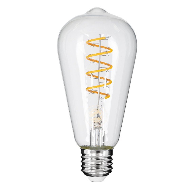 GLOBOSTAR® PEAR 99143 Λάμπα E27 ST64 LED 4W 300lm 360° AC 220-240V IP20 Θερμό Λευκό 2700K Dimmable - Soft S Spiral Filament Chip - Διάφανο - Μ6.4 x Π6.4 x Υ14cm - 3 Χρόνια Εγγύηση