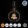 GLOBOSTAR® BE HAPPY 99258 Λάμπα E27 G125 LED 4W 340lm 360° AC 220-240V IP20 Ultra Θερμό Λευκό 2200K Dimmable - Filament Chip - Διάφανο - Μ12.5 x Π12.5 x Υ18cm - 3 Χρόνια Εγγύηση
