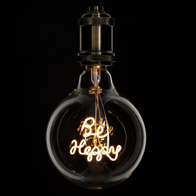 GLOBOSTAR® BE HAPPY 99258 Λάμπα E27 G125 LED 4W 340lm 360° AC 220-240V IP20 Ultra Θερμό Λευκό 2200K Dimmable - Filament Chip - Διάφανο - Μ12.5 x Π12.5 x Υ18cm - 3 Χρόνια Εγγύηση