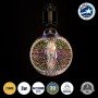 GLOBOSTAR® BUBBLE 99271 Λάμπα E27 G125 LED 3W 201lm 360° AC 220-240V IP20 Θερμό Λευκό 2700K Dimmable - Long Filament Chip - Galaxy Mirror Εφέ - Μ12.5 x Π12.5 x Υ18cm - 3 Χρόνια Εγγύηση