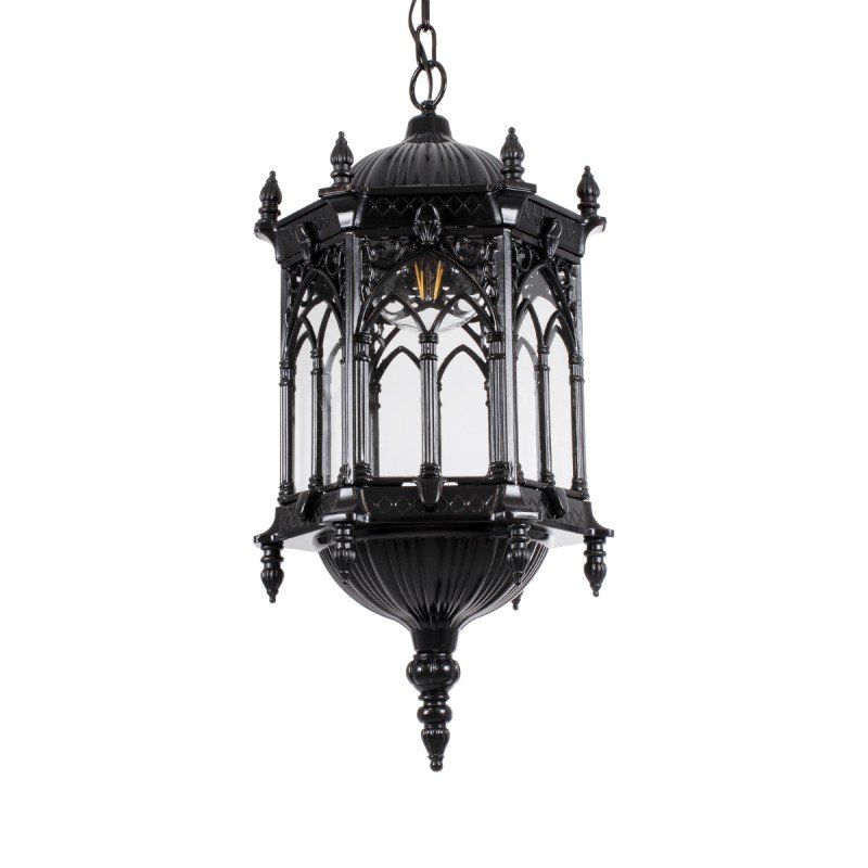 GLOBOSTAR® DARCY 00672 Vintage Κρεμαστό Φωτιστικό Οροφής με Ντουί 1 x E27 AC 220-240V IP20 - Μαύρο & Διάφανο - Μ35 x Π35 x Υ61cm
