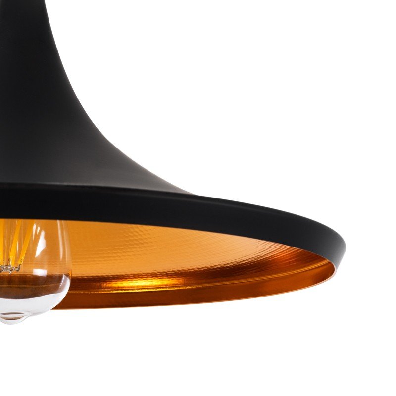 GLOBOSTAR® SHANGHAI 01025-B Μοντέρνο Κρεμαστό Φωτιστικό Οροφής με Ντουί 1 x E27 AC 220-240V IP20 - Μαύρο & Χρυσό - Μ37 x Π37 x Υ20cm
