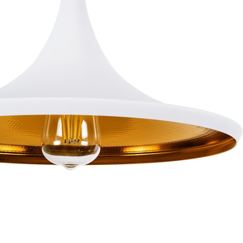 GLOBOSTAR® SHANGHAI 01026-B Μοντέρνο Κρεμαστό Φωτιστικό Οροφής με Ντουί 1 x E27 AC 220-240V IP20 - Λευκό & Χρυσό - Μ37 x Π37 x Υ17cm