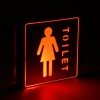 GloboStar® SENSATI 75655 Φωτιστικό Τοίχου Ένδειξης TOILET WOMAN LED 1W AC 220-240V IP20 - Σώμα Αλουμινίου - Μ11 x Π11 x Υ3cm - Κόκκινο