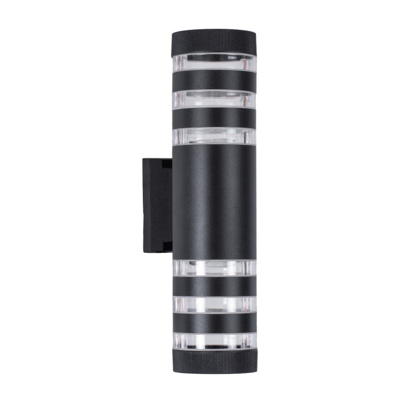 GLOBOSTAR® ORION 77883 Μοντέρνο Φωτιστικό Τοίχου - Απλίκα με Ντουί 2 x GU10 AC 220-240V Αδιάβροχο IP65 - Μαύρο Ματ - Μ9 x Π15 x Υ35.5cm