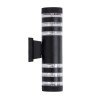 GLOBOSTAR® ORION 77883 Μοντέρνο Φωτιστικό Τοίχου - Απλίκα με Ντουί 2 x GU10 AC 220-240V Αδιάβροχο IP65 - Μαύρο Ματ - Μ9 x Π15 x Υ35.5cm