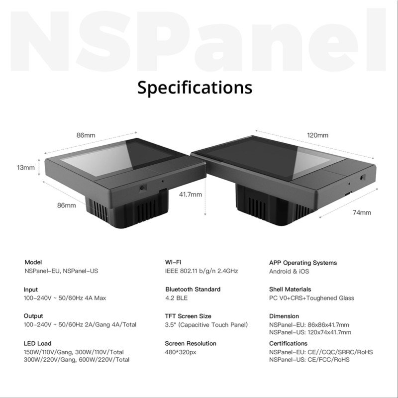 GloboStar® 80096 SONOFF NSPanel-EUW - Wi-Fi Smart Scene Wall Switch (86/EU Type) - Integrated HMI Touch Panel - Smart Controller & Gateway for All Smart Devises GloboStar® 80096 SONOFF NSPanel-EUW - Wi-Fi Smart Scene Wall Switch (86/EU Type) - Integrated HMI Touch Panel - Smart Controller & Gateway for All Smart Devises