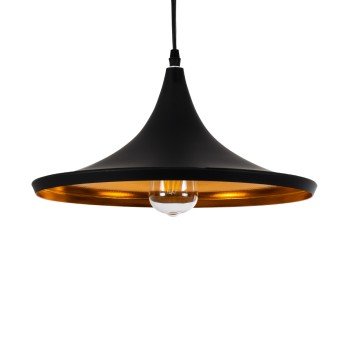 GLOBOSTAR® SHANGHAI 01025-B Μοντέρνο Κρεμαστό Φωτιστικό Οροφής με Ντουί 1 x E27 AC 220-240V IP20 - Μαύρο & Χρυσό - Μ37 x Π37 x Υ20cm