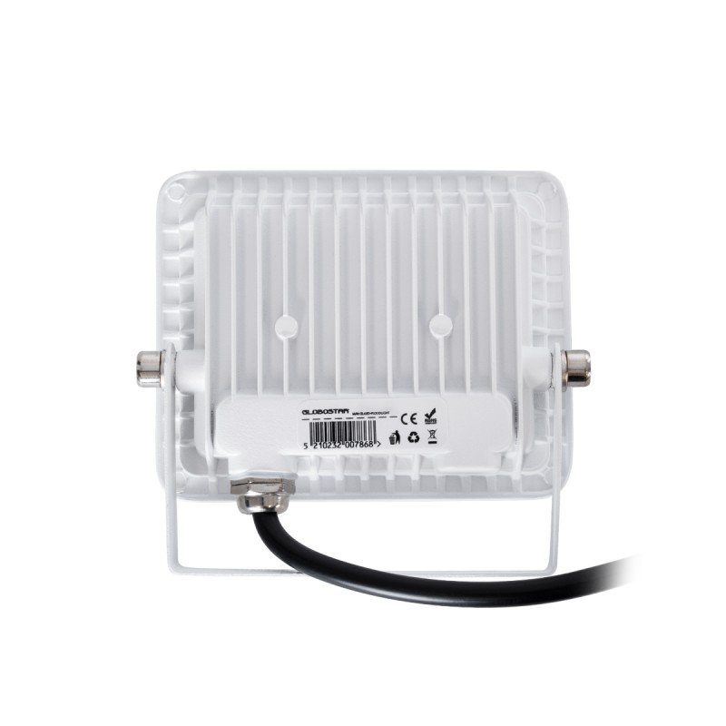 GLOBOSTAR® ATLAS 61404 Προβολέας LED 10W 1250lm 120° AC 220-240V Αδιάβροχο IP67 Ψυχρό Λευκό 6000K - Lumileds SMD Chip - TÜV Rheinland Certified - Λευκό Ματ - Μ10 x Π2 x Υ8cm - 5 Χρόνια Εγγύηση