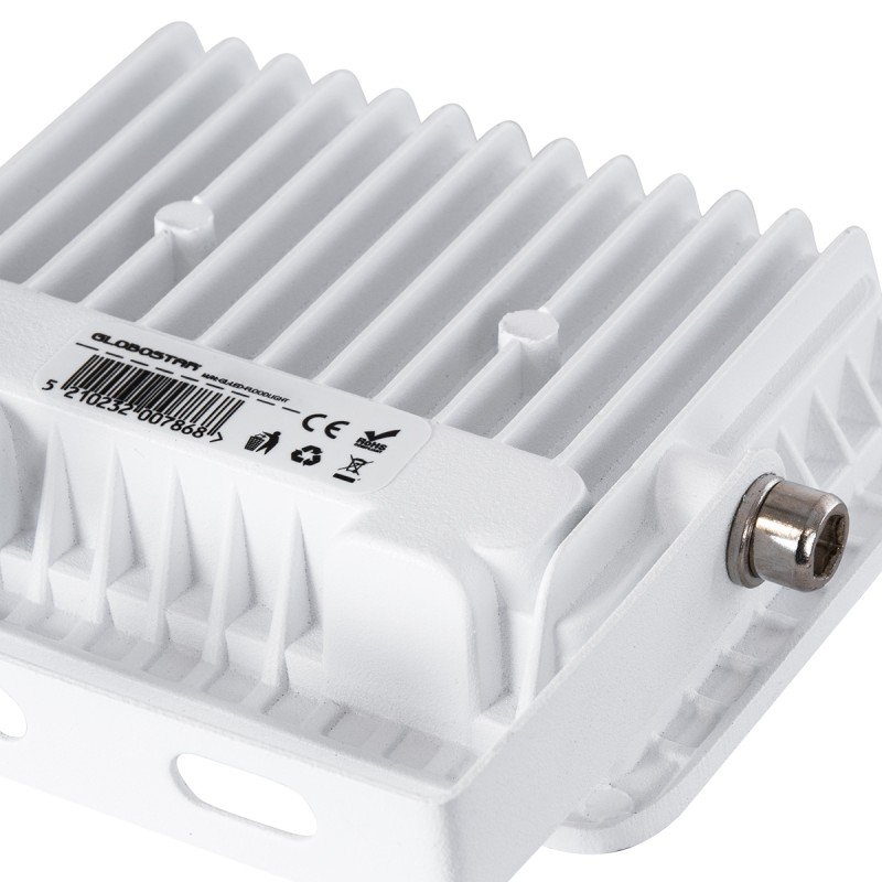 GLOBOSTAR® ATLAS 61405 Προβολέας LED 10W 1200lm 120° AC 220-240V Αδιάβροχο IP67 Φυσικό Λευκό 4500K - Lumileds SMD Chip - TÜV Rheinland Certified - Λευκό Ματ - Μ10 x Π2 x Υ8cm - 5 Χρόνια Εγγύηση