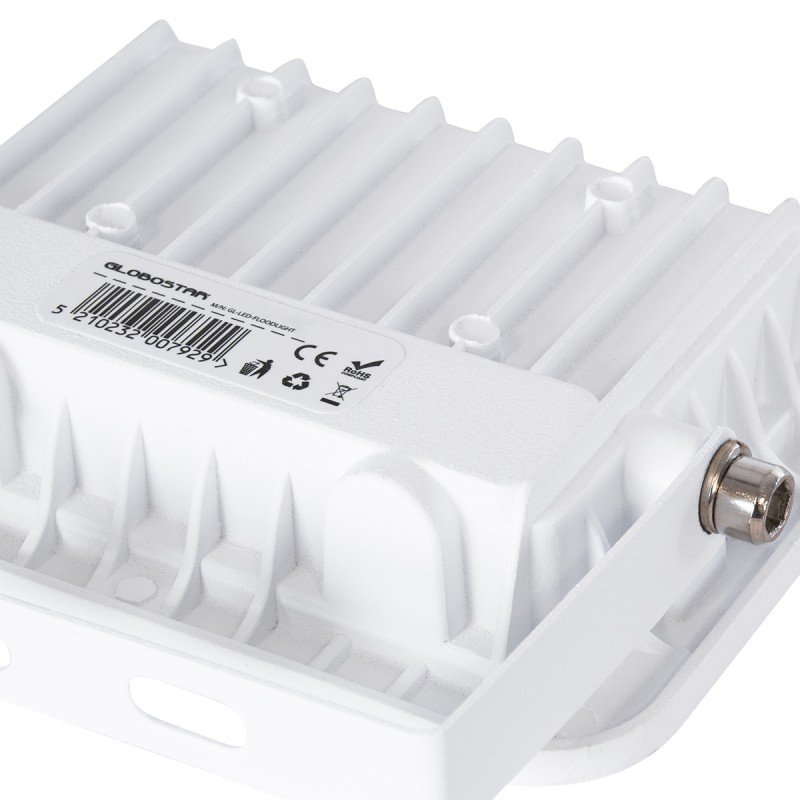GLOBOSTAR® ATLAS 61407 Προβολέας LED 20W 2500lm 120° AC 220-240V Αδιάβροχο IP67 Ψυχρό Λευκό 6000K - Lumileds SMD Chip - TÜV Rheinland Certified - Λευκό Ματ - Μ12 x Π2.5 x Υ9.5cm - 5 Χρόνια Εγγύηση