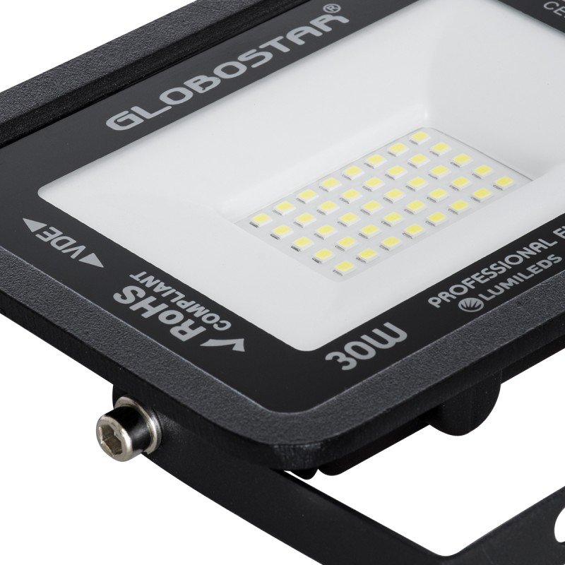 GLOBOSTAR® ATLAS 61416 Προβολέας LED 30W 3750lm 120° AC 220-240V Αδιάβροχο IP67 Ψυχρό Λευκό 6000K - Lumileds SMD Chip - TÜV Rheinland Certified - Μαύρο Ματ - Μ16 x Π2.5 x Υ12.5cm - 5 Χρόνια Εγγύηση