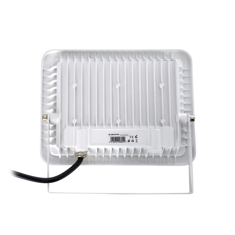 GLOBOSTAR® ATLAS 61419 Προβολέας LED 50W 6250lm 120° AC 220-240V Αδιάβροχο IP67 Ψυχρό Λευκό 6000K - Lumileds SMD Chip - TÜV Rheinland Certified - Λευκό Ματ - Μ21 x Π3.5 x Υ16cm - 5 Χρόνια Εγγύηση