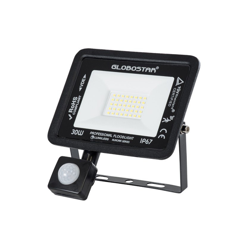 GLOBOSTAR® AURORA 61439 Προβολέας με Ανιχνευτή PIR / Αισθητήρα Κίνησης LED 30W 3750lm 120° AC 220-240V Αδιάβροχο IP67 Ψυχρό Λευκό 6000K - Lumileds SMD Chip - TÜV Rheinland Certified - Μαύρο Ματ - Μ16 x Π5 x Υ17.5cm - 3 Χρόνια Εγγύηση GLOBOSTAR® AURORA 61439 Προβολέας με Ανιχνευτή PIR / Αισθητήρα Κίνησης LED 30W 3750lm 120° AC 220-240V Αδιάβροχο IP67 Ψυχρό Λευκό 6000K - Lumileds SMD Chip - TÜV Rheinland Certified - Μαύρο Ματ - Μ16 x Π5 x Υ17.5cm - 3 Χρόνια Εγγύηση