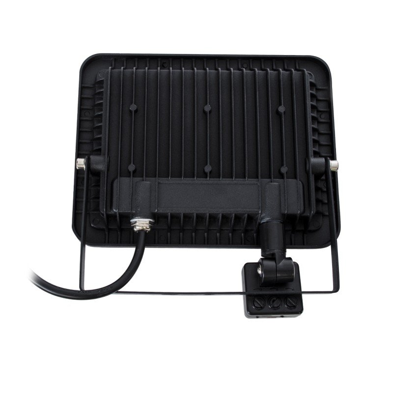 GLOBOSTAR® AURORA 61441 Προβολέας με Ανιχνευτή PIR / Αισθητήρα Κίνησης LED 50W 6250lm 120° AC 220-240V Αδιάβροχο IP67 Ψυχρό Λευκό 6000K - Lumileds SMD Chip - TÜV Rheinland Certified - Μαύρο Ματ - Μ21 x Π5 x Υ21cm - 3 Χρόνια Εγγύηση