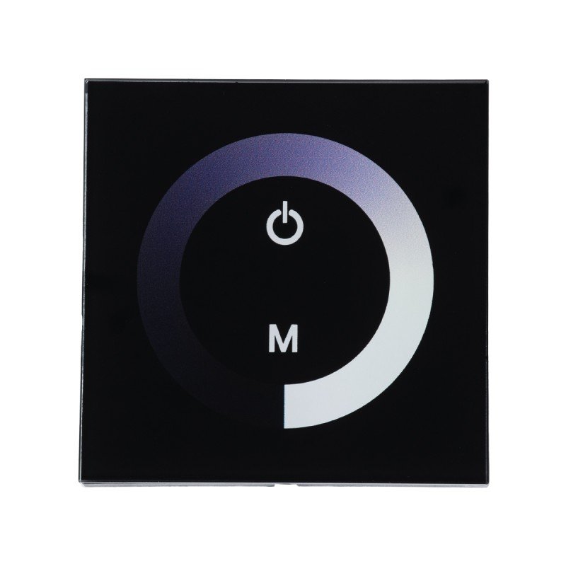 GLOBOSTAR® DIMTOUCH 73318 Dimmer Τοίχου με Touch Panel με 1 x 12A 288W Κανάλι DC 12-24V 12A 288W Max IP20 - Μ9 x Π9 x Υ3.5cm - 2 Χρόνια Εγγύηση