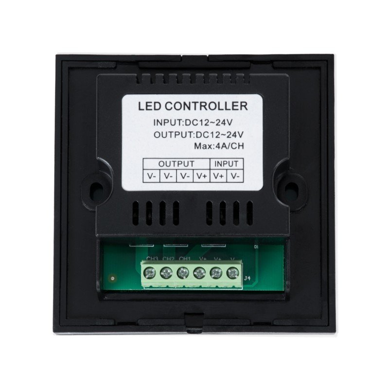 GLOBOSTAR® DIMTOUCH 73318 Dimmer Τοίχου με Touch Panel με 1 x 12A 288W Κανάλι DC 12-24V 12A 288W Max IP20 - Μ9 x Π9 x Υ3.5cm - 2 Χρόνια Εγγύηση