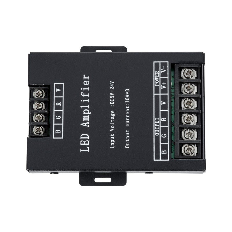 GLOBOSTAR® RGBAMPLIFIER 73393 DC Ενισχυτής Ισχύος & Σήματος Υψηλής Ταχύτητας με 3 x 10A 240W Κανάλια DC 5-24V 30A 720W Max IP20 - Μ11 x Π9 x Υ2.5cm - 2 Χρόνια Εγγύηση