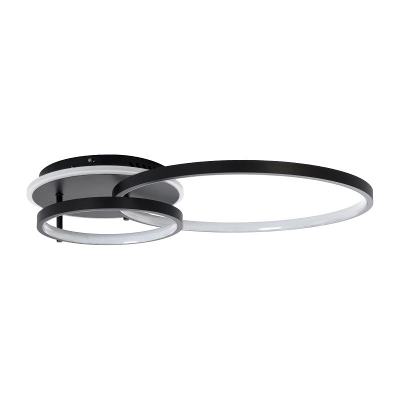 GLOBOSTAR® NEMESIS 61105 Μοντέρνο Φωτιστικό Οροφής LED 67W 6700lm 360° AC 220-240V IP20 Ρυθμιζόμενο Λευκό CCT με Χειριστήριο από 2700K έως 6000K Dimmable - Lumileds SMD Chip - Μαύρο Ματ - Μ84 x Π45 x Υ13cm - 3 Χρόνια Εγγύηση