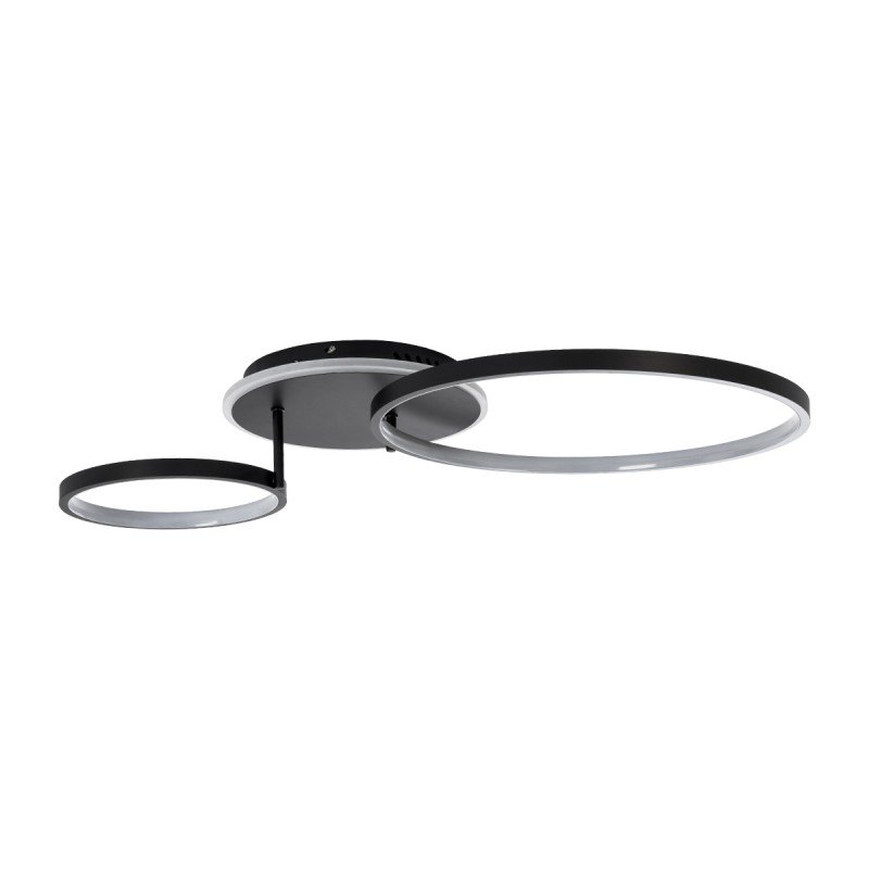 GLOBOSTAR® NEMESIS 61105 Μοντέρνο Φωτιστικό Οροφής LED 67W 6700lm 360° AC 220-240V IP20 Ρυθμιζόμενο Λευκό CCT με Χειριστήριο από 2700K έως 6000K Dimmable - Lumileds SMD Chip - Μαύρο Ματ - Μ84 x Π45 x Υ13cm - 3 Χρόνια Εγγύηση