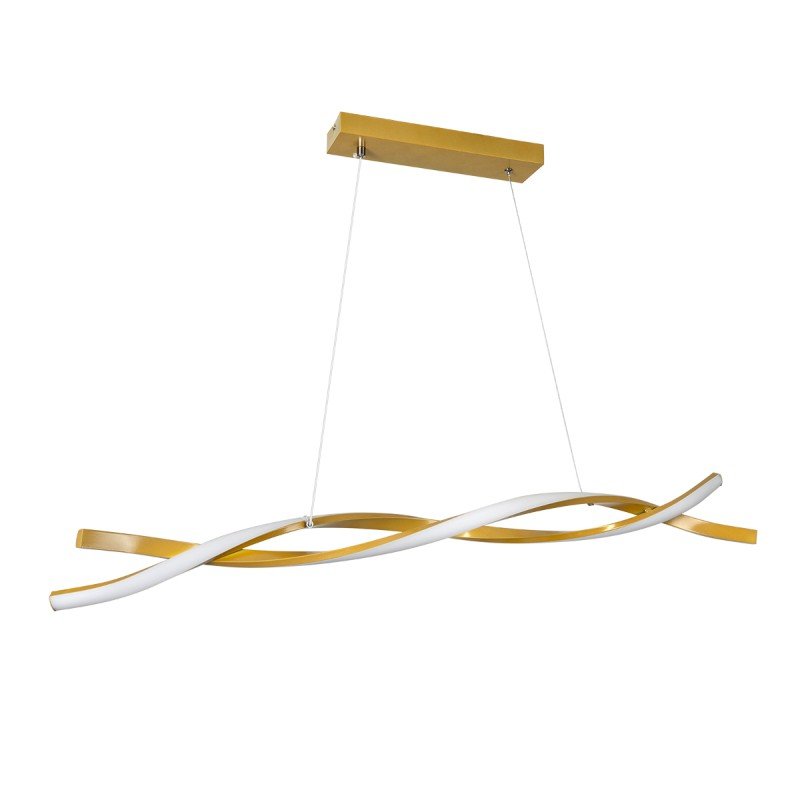 GLOBOSTAR® MORALES 61278 Μοντέρνο Κρεμαστό Φωτιστικό Οροφής LED 54W 5400lm 300° AC 220-240V IP20 Ρυθμιζόμενο Λευκό CCT με Χειριστήριο από 2700K έως 6000K Dimmable - Lumileds SMD Chip - Σατινέ Χρυσό Βούρτσας - Μ90 x Π14 x Υ14cm - 3 Χρόνια Εγγύηση