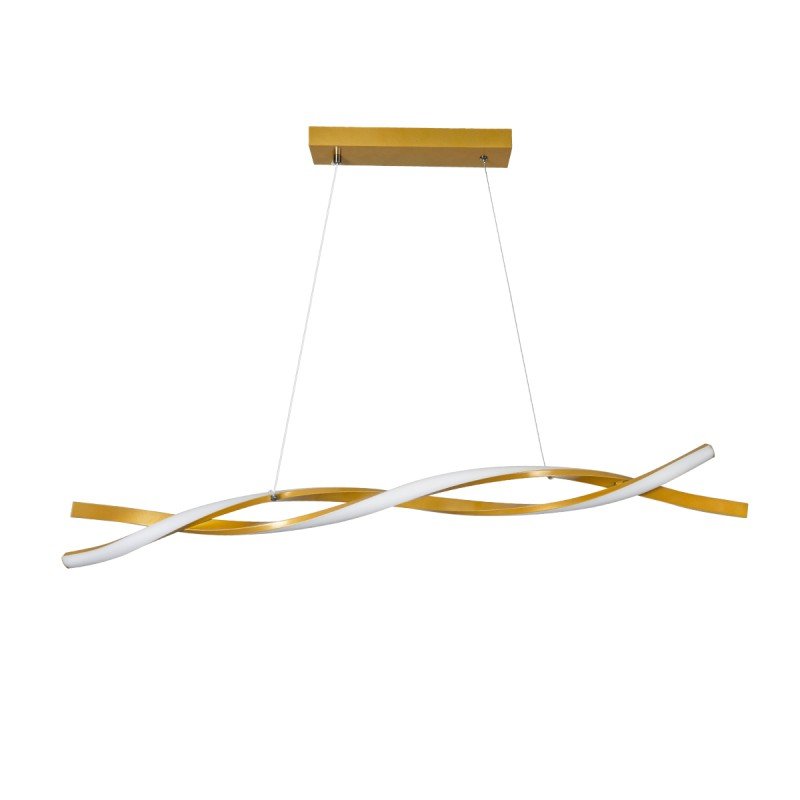 GLOBOSTAR® MORALES 61278 Μοντέρνο Κρεμαστό Φωτιστικό Οροφής LED 54W 5400lm 300° AC 220-240V IP20 Ρυθμιζόμενο Λευκό CCT με Χειριστήριο από 2700K έως 6000K Dimmable - Lumileds SMD Chip - Σατινέ Χρυσό Βούρτσας - Μ90 x Π14 x Υ14cm - 3 Χρόνια Εγγύηση