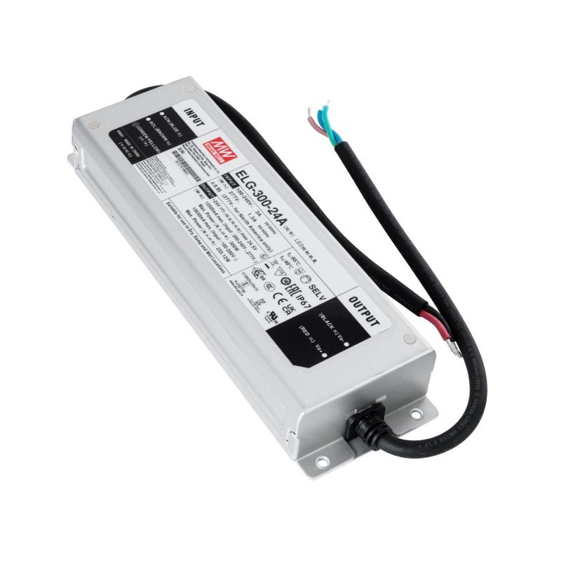 GLOBOSTAR® MEANWELL-ELG300-24A 90790 Τροφοδοτικό/Μετασχηματιστής Class I SELV 300W 12.5A AC 220-240V σε DC 24V Αδιάβροχο IP67 - Ρυθμιζόμενo από DC 22.4V έως DC 25.6V - Ασημί - Μ24.6 x Π7.7 x Υ3.9cm - 3 Χρόνια Εγγύηση