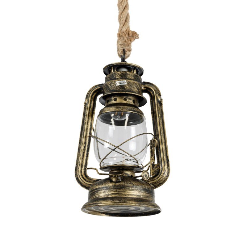 GLOBOSTAR® BARBAROSSA 01705 Vintage Κρεμαστό Φωτιστικό Οροφής με Ντουί 1 x E27 AC 220-240V IP20 - Μπρούτζινο - Μ18 x Π18 x Υ28cm
