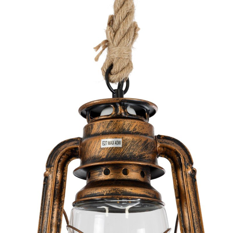 GLOBOSTAR® BARBAROSSA 01706 Vintage Κρεμαστό Φωτιστικό Οροφής με Ντουί 1 x E27 AC 220-240V IP20 - Χάλκινο Εφέ Σκουριάς - Μ18 x Π18 x Υ28cm